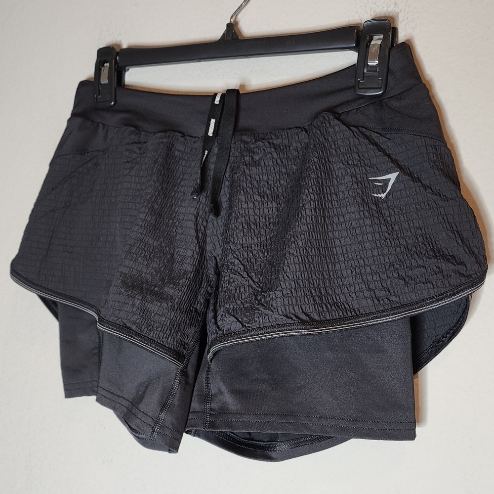 Gymshark Speed 2 In 1 Black Lined Shorts Size Small Gym Running Active Support